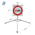 Reflective Tripod Warning Sign - No Overtaking or Passing Reflective Tripod Folding Warning Sign